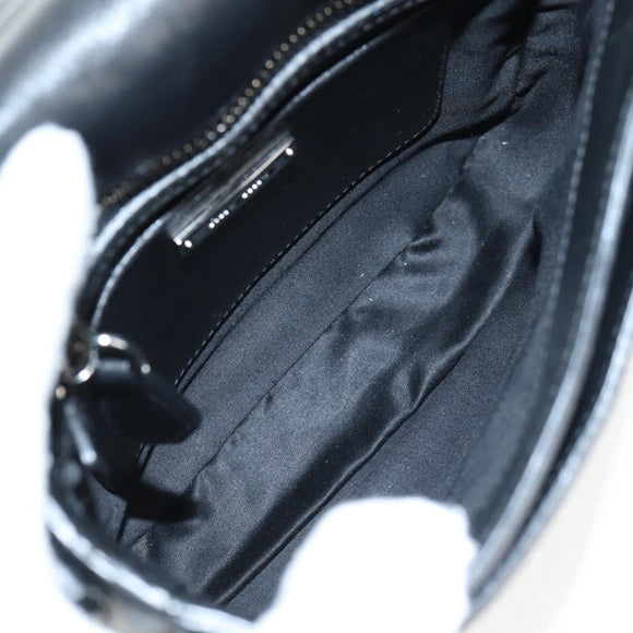 Miu Miu Chain Shoulder Bag Leather Black Silver Auth 138395V