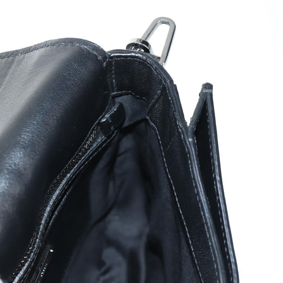 Miu Miu Chain Shoulder Bag Leather Black Silver Auth 138395V