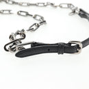 Miu Miu Schoudertas met Ketting Leer Zwart Zilver Auth 138395V-15