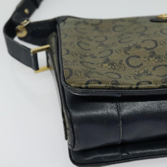 CELINE C Sulky Shoulder Bag PVC Navy Gold Auth 138407