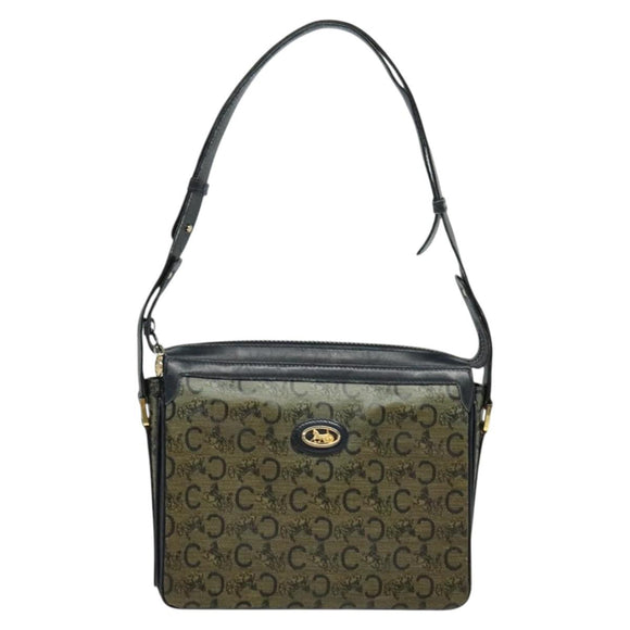 CELINE C Sulky Shoulder Bag PVC Navy Gold Auth 138407