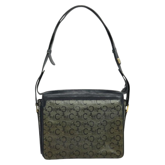 CELINE C Sulky Shoulder Bag PVC Navy Gold Auth 138407