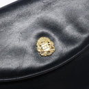 CELINE Chain Shoulder Bag Leather Navy Gold Auth 138408-15