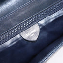 CELINE Chain Shoulder Bag Leather Navy Gold Auth 138408-17