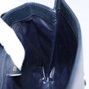 CELINE Chain Shoulder Bag Leather Navy Gold Auth 138408-19