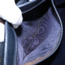 CELINE Chain Shoulder Bag Leather Navy Gold Auth 138408-21