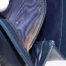 CELINE Chain Shoulder Bag Leather Navy Gold Auth 138408-22