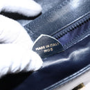 CELINE Chain Shoulder Bag Leather Navy Gold Auth 138408-23