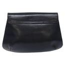 CELINE Chain Shoulder Bag Leather Navy Gold Auth 138408-3