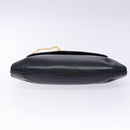 CELINE Chain Shoulder Bag Leather Navy Gold Auth 138408-9