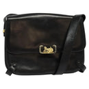 CELINE Shoulder Bag Leather Black Gold Auth 138409-1