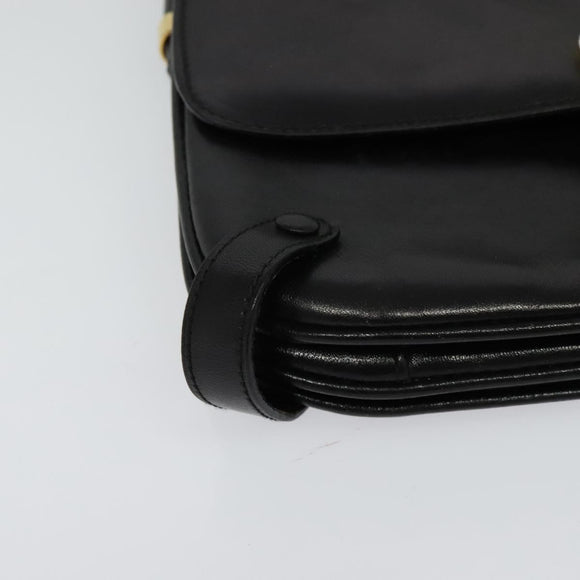 CELINE Shoulder Bag Leather Black Gold Auth 138409