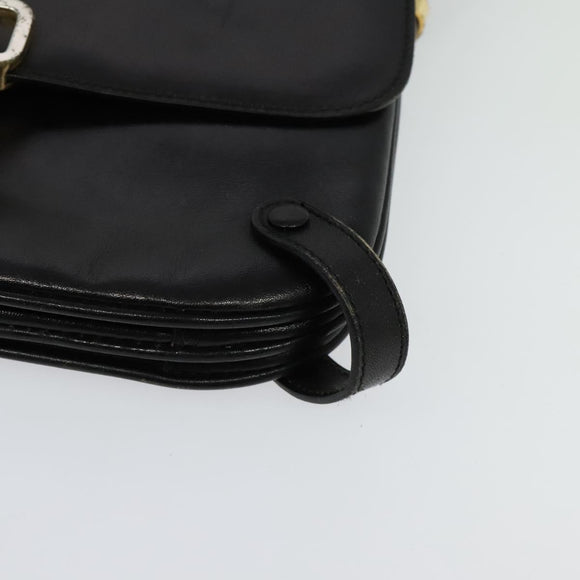 CELINE Shoulder Bag Leather Black Gold Auth 138409