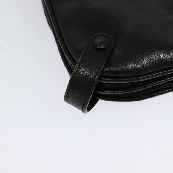 CELINE Shoulder Bag Leather Black Gold Auth 138409