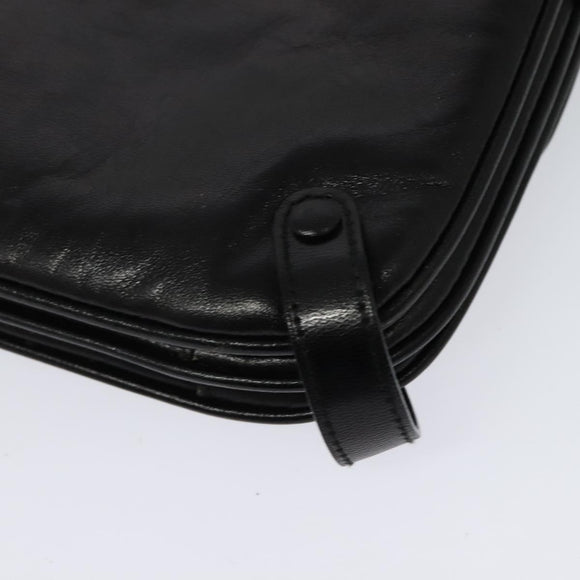 CELINE Shoulder Bag Leather Black Gold Auth 138409