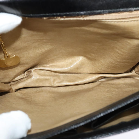 CELINE Shoulder Bag Leather Black Gold Auth 138409