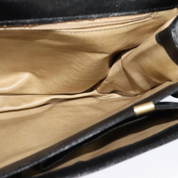 CELINE Shoulder Bag Leather Black Gold Auth 138409