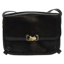 CELINE Shoulder Bag Leather Black Gold Auth 138409-2