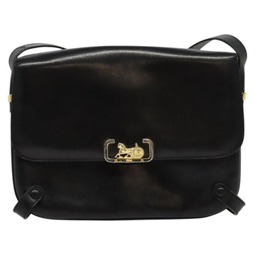 CELINE Shoulder Bag Leather Black Gold Auth 138409 - 0
