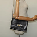 CELINE Shoulder Bag Leather Black Gold Auth 138409-23