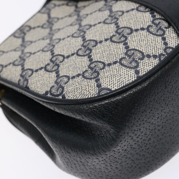 GUCCI GG Supreme Sherry Line Bag PVC Navy Gold Red 10 02 024 Auth 138412