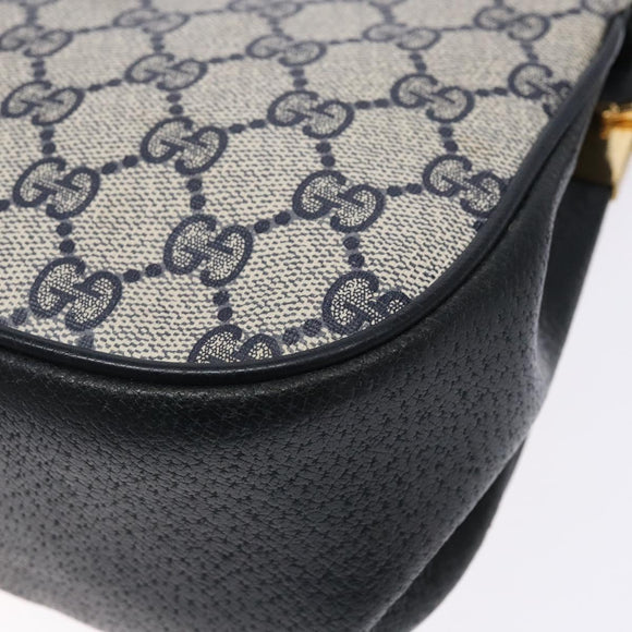 GUCCI GG Supreme Sherry Line Bag PVC Navy Gold Red 10 02 024 Auth 138412