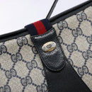 GUCCI GG Supreme Sherry Line Bag PVC Navy Gold Red 10 02 024 Auth 138412-14