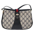 GUCCI GG Supreme Sherry Line Bag PVC Navy Gold Red 10 02 024 Auth 138412-2