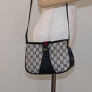 GUCCI GG Supreme Sherry Line Bag PVC Navy Gold Red 10 02 024 Auth 138412-23