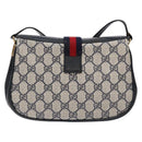 GUCCI GG Supreme Sherry Line Bag PVC Navy Gold Red 10 02 024 Auth 138412-3