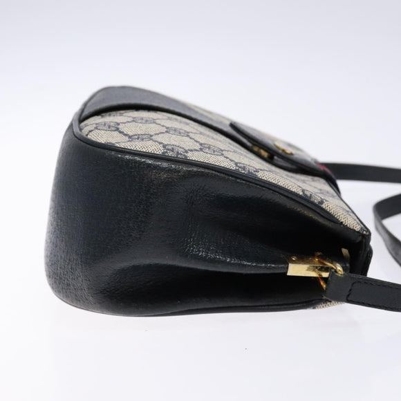 GUCCI GG Supreme Sherry Line Bag PVC Navy Gold Red 10 02 024 Auth 138412