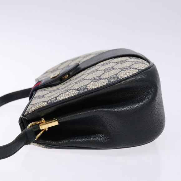 GUCCI GG Supreme Sherry Line Bag PVC Navy Gold Red 10 02 024 Auth 138412