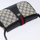 GUCCI GG Supreme Sherry Line Bag PVC Navy Gold Red 10 02 024 Auth 138412-6