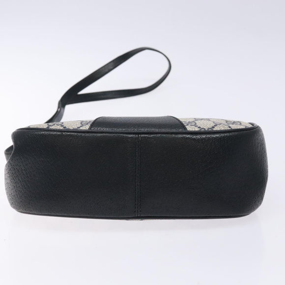 GUCCI GG Supreme Sherry Line Bag PVC Navy Gold Red 10 02 024 Auth 138412