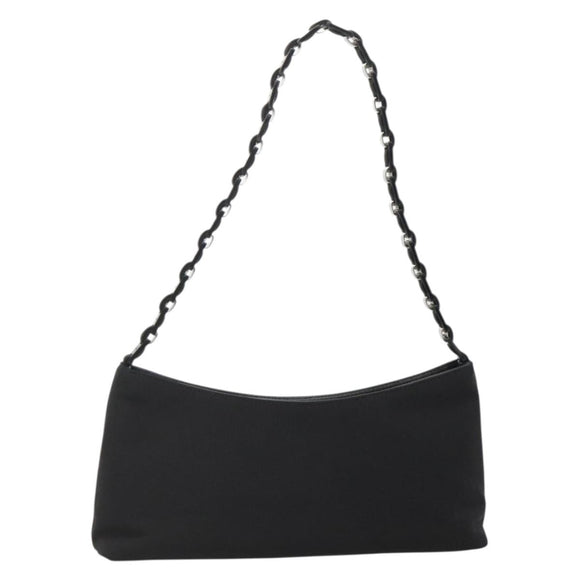 Salvatore Ferragamo Chain Vala Shoulder Bag Nylon Black Silver Auth 138415