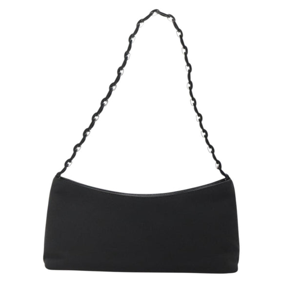 Salvatore Ferragamo Chain Vala Shoulder Bag Nylon Black Silver Auth 138415