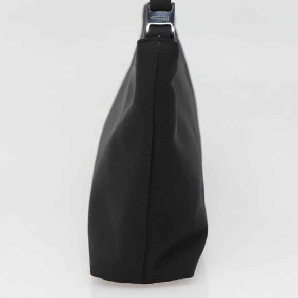 Salvatore Ferragamo Chain Vala Shoulder Bag Nylon Black Silver Auth 138415