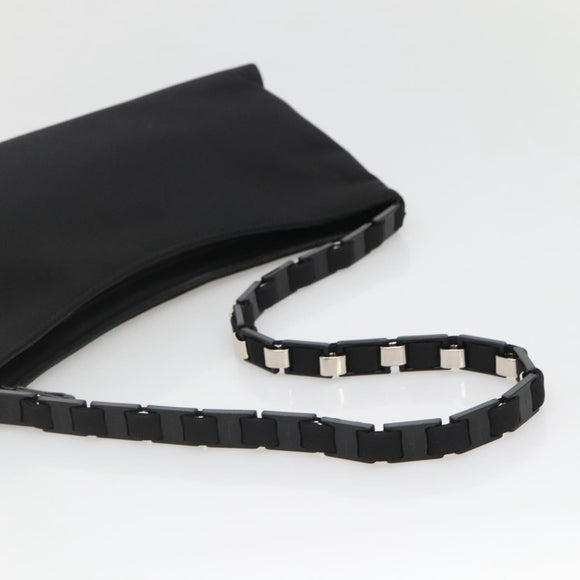 Salvatore Ferragamo Chain Vala Shoulder Bag Nylon Black Silver Auth 138415