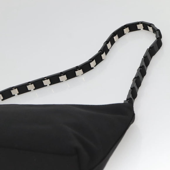 Salvatore Ferragamo Chain Vala Shoulder Bag Nylon Black Silver Auth 138415