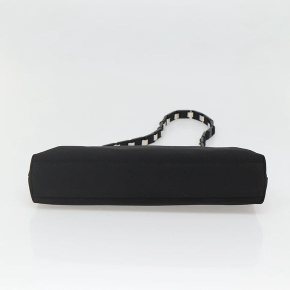 Salvatore Ferragamo Chain Vala Shoulder Bag Nylon Black Silver Auth 138415