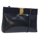 Salvatore Ferragamo Vala Shoulder Bag Leather Black Gold Auth 138416-1