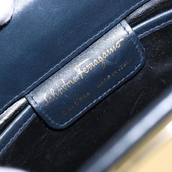 Salvatore Ferragamo Vala Shoulder Bag Leather Black Gold Auth 138416