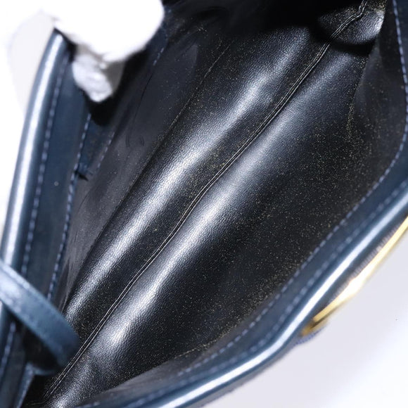 Salvatore Ferragamo Vala Shoulder Bag Leather Black Gold Auth 138416