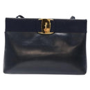 Salvatore Ferragamo Vala Shoulder Bag Leather Black Gold Auth 138416-13