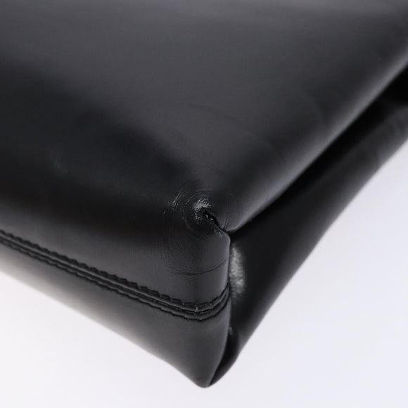 Salvatore Ferragamo Gancini Chain Shoulder Bag Leather Black Gold Auth 138417