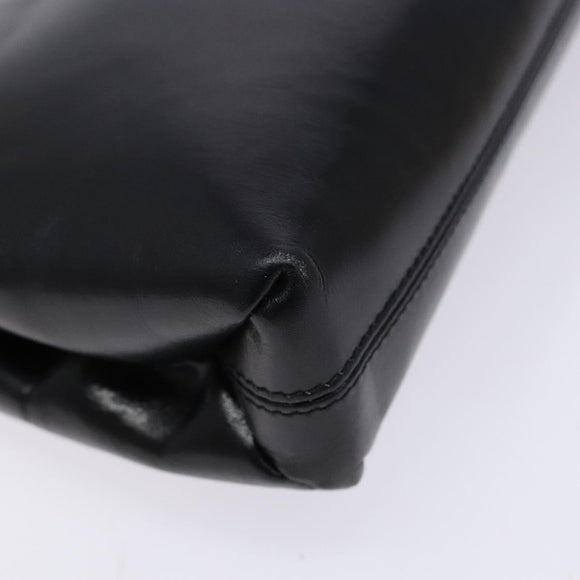 Salvatore Ferragamo Gancini Chain Shoulder Bag Leather Black Gold Auth 138417