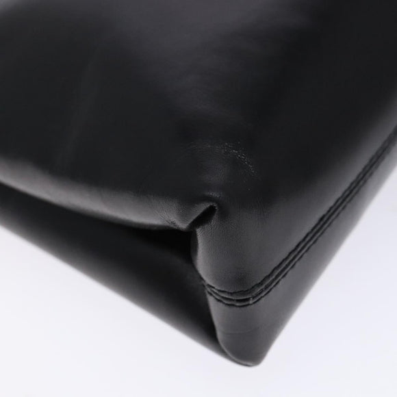 Salvatore Ferragamo Gancini Chain Shoulder Bag Leather Black Gold Auth 138417