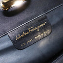 Salvatore Ferragamo Gancini Chain Shoulder Bag Leather Black Gold Auth 138417-12