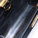 Salvatore Ferragamo Gancini Chain Shoulder Bag Leather Black Gold Auth 138417-10