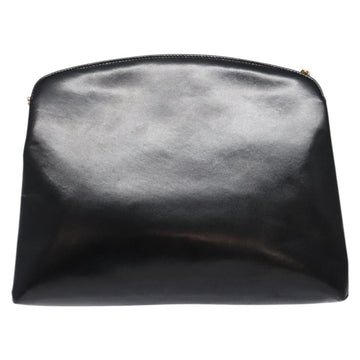 Salvatore Ferragamo Gancini Chain Shoulder Bag Leather Black Gold Auth 138417 - 0